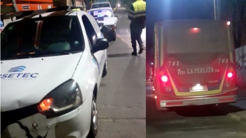 Dos autos, un colectivo y un choque en cadena en el centro