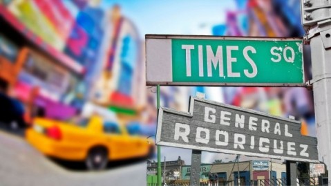 De General Rodríguez a las pantallas de Times Square en New York