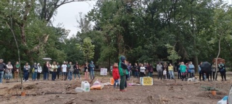 Otro "abrazo" al monte del hospital: colocaron árboles nuevos en donde están por edificar el COM