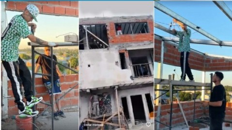 L-Gante se sumó a los trabajos de albañilería de su nueva casa