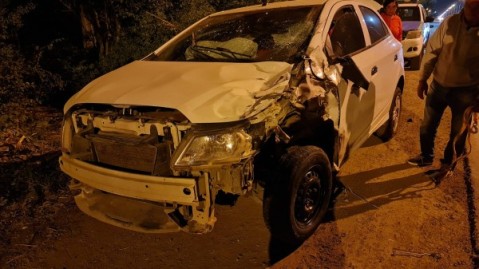 Ruta 7: Grave choque frontal entre una moto y un auto en la noche del domingo